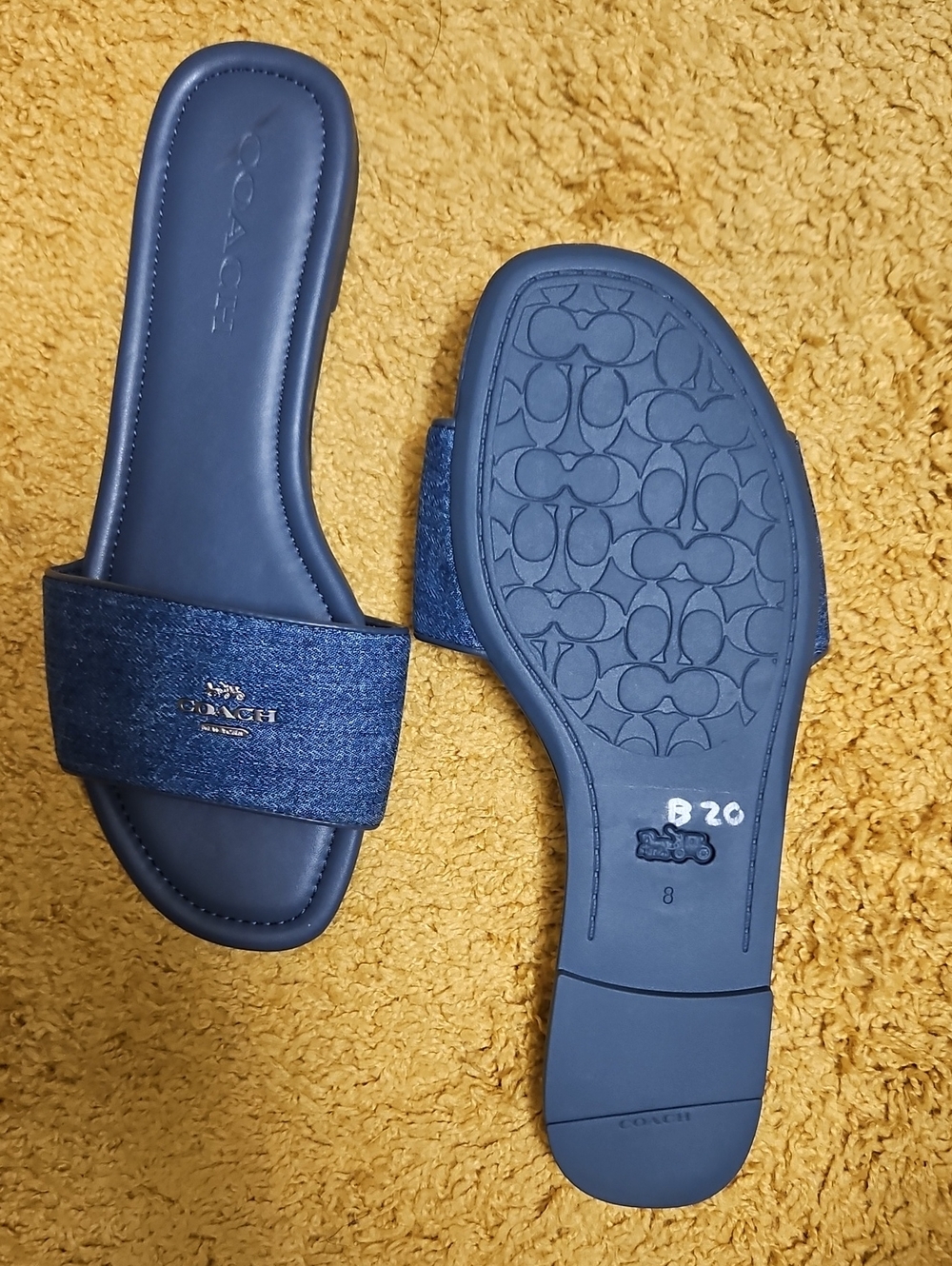 COACH Denim-Style Navy Slide Sandals - Picture 5 of 5